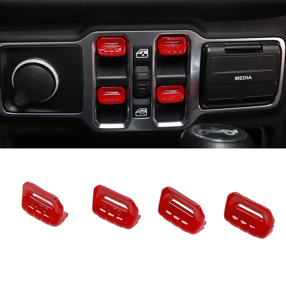 Window Lift Switch Button Decoration Cover for Jeep Wrangler JL Gladiator JT 2018-2023 - J-BARR INC. 